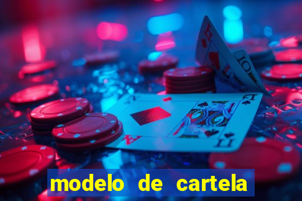 modelo de cartela de bingo em branco